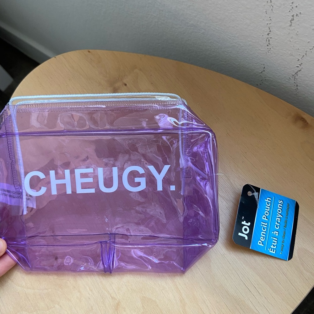 Cheugy graphic purple translucent clear pencil pouch